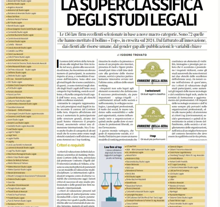 Futura inserita tra le 156 eccellenze degli studi legali in Italia